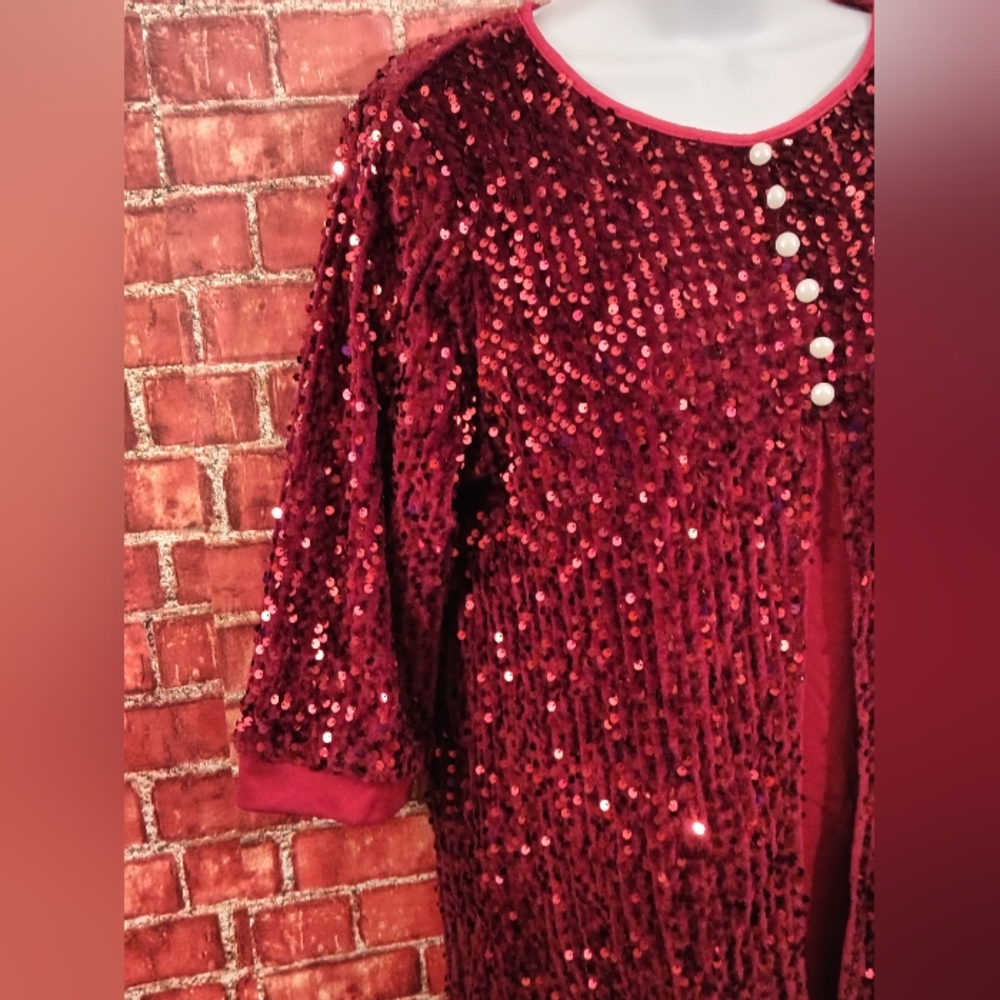 Sequins Wine Tunic Top - Picture 5 of 10